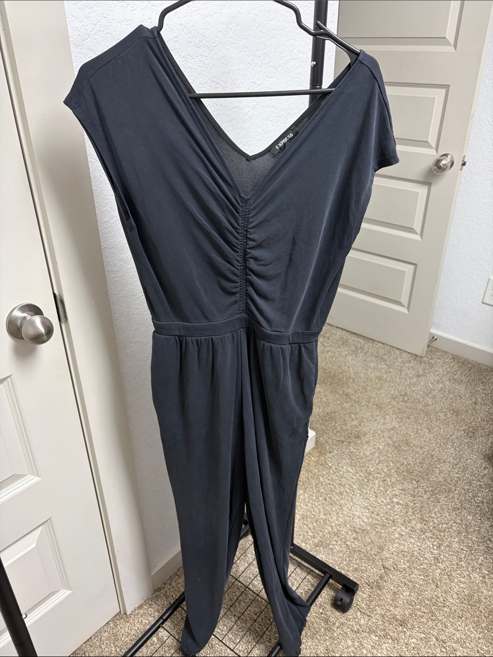 Express Black Ruched Jumpsuit